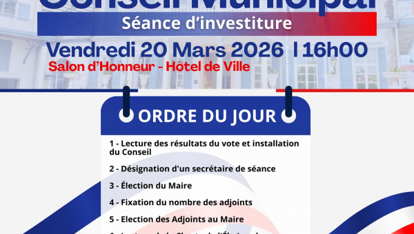 Vendredi 20 mars 2026 séance d’investiture conseil municipal